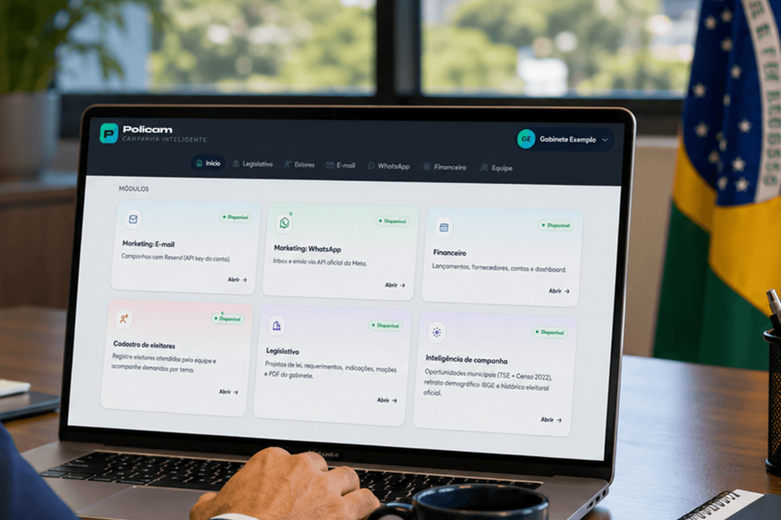 Dashboard da Policam com eleitores organizados e segmentados